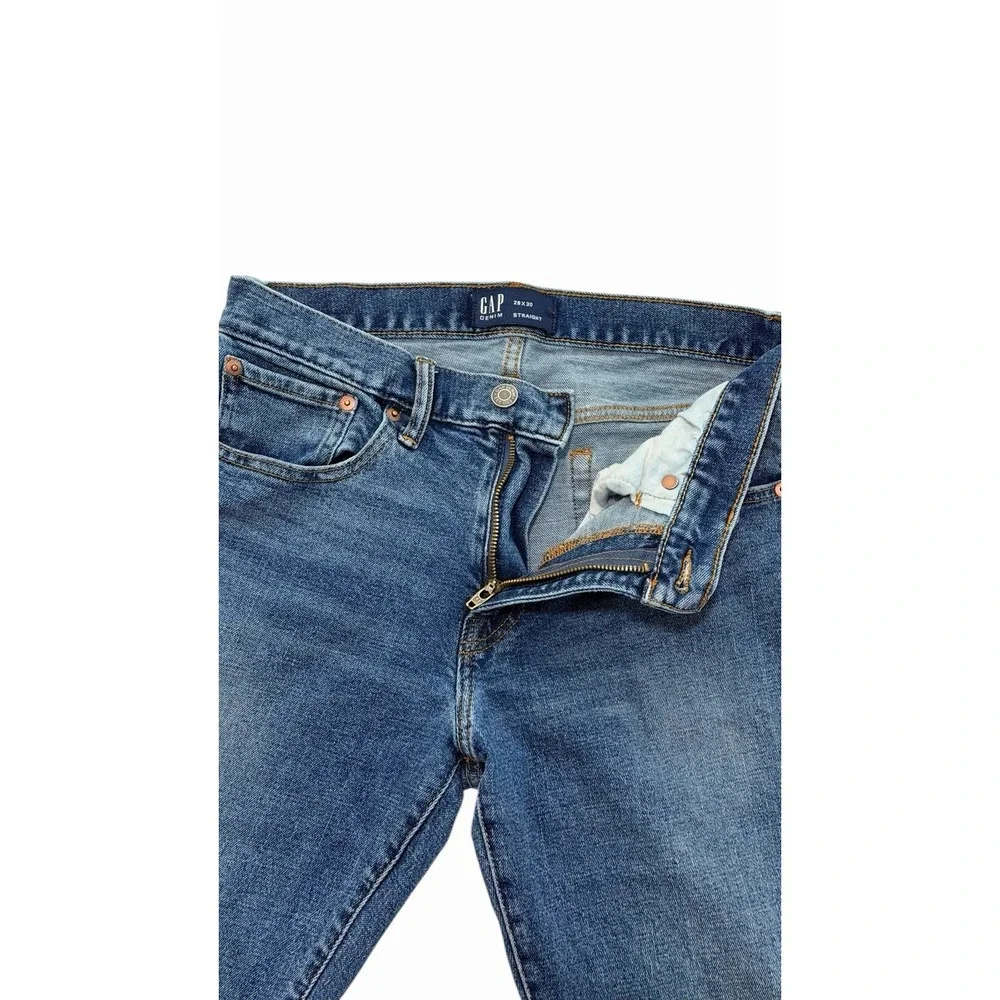 GAP Men's Straight Leg Jeans Size Blue Stretch Denim Mid Rise‎ 28x30